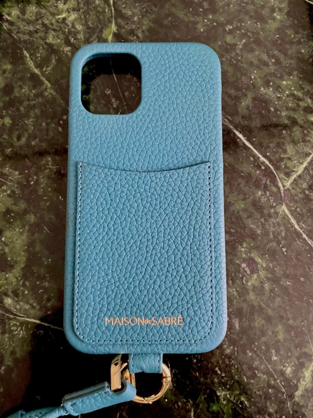 MAISON de SABRÉ Teal Leather iPhone 12 Sling